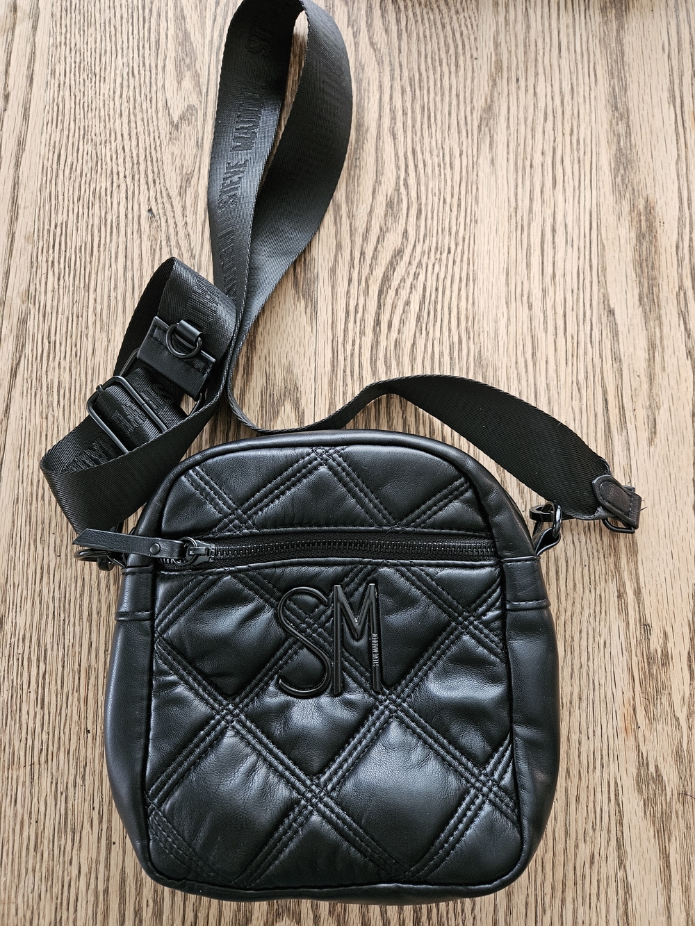 Steve Madden Black Logo Jacquard Strap